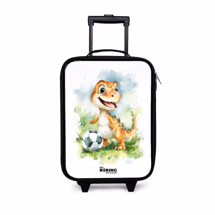 Children's suitcase - Dino with soccer in colorful field — 1