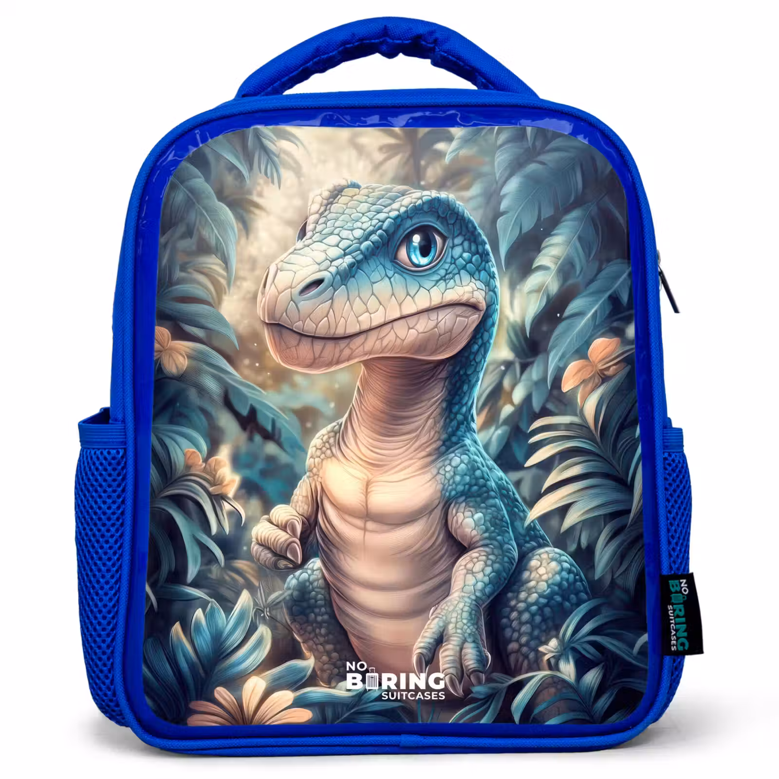 Kids backpack - Blue - Dino in mystical jungle with moonlight — 1