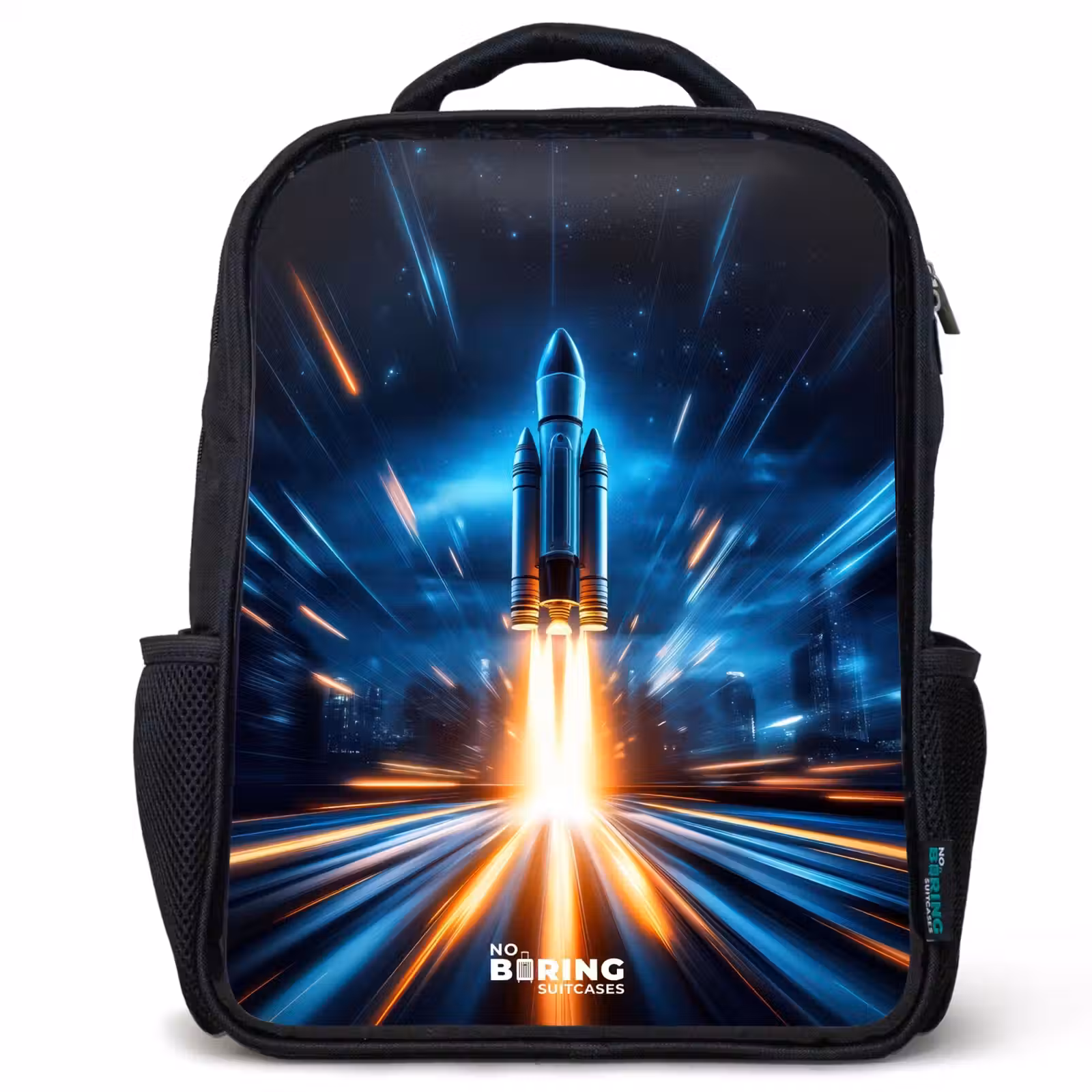Kids backpack - Black - Space rocket takes off in nocturnal light show — 1