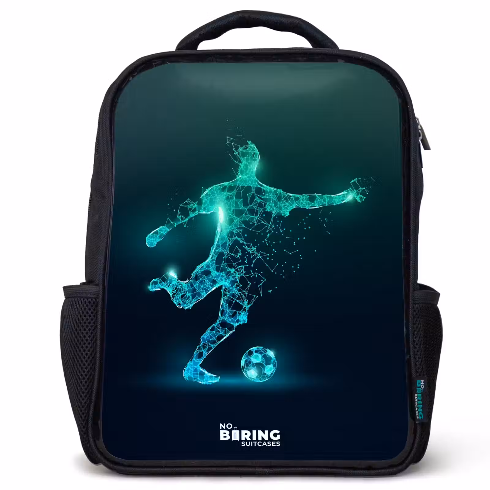 Kids backpack - Black - Soccer player forcefully kicks in digital form — 1