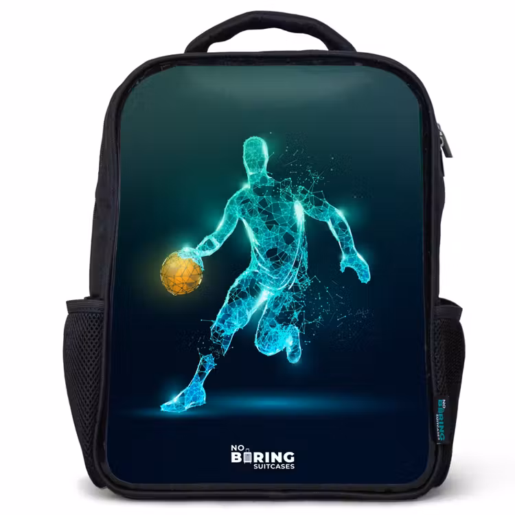 Kids backpack - Black - Basketball player in neon dribble action — 1
