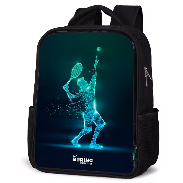 Kids backpack - Black - Digital tennis player in futuristic style — 4
