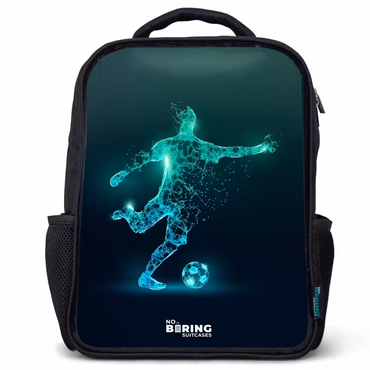 Kids backpack - Black - Soccer player forcefully kicks in digital form — 1