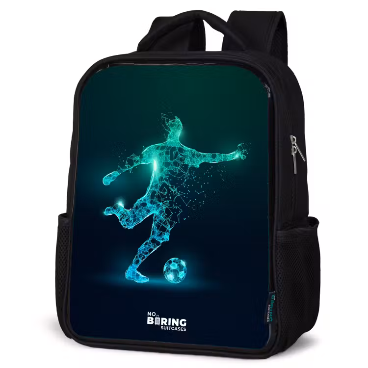 Kids backpack - Black - Soccer player forcefully kicks in digital form — 4