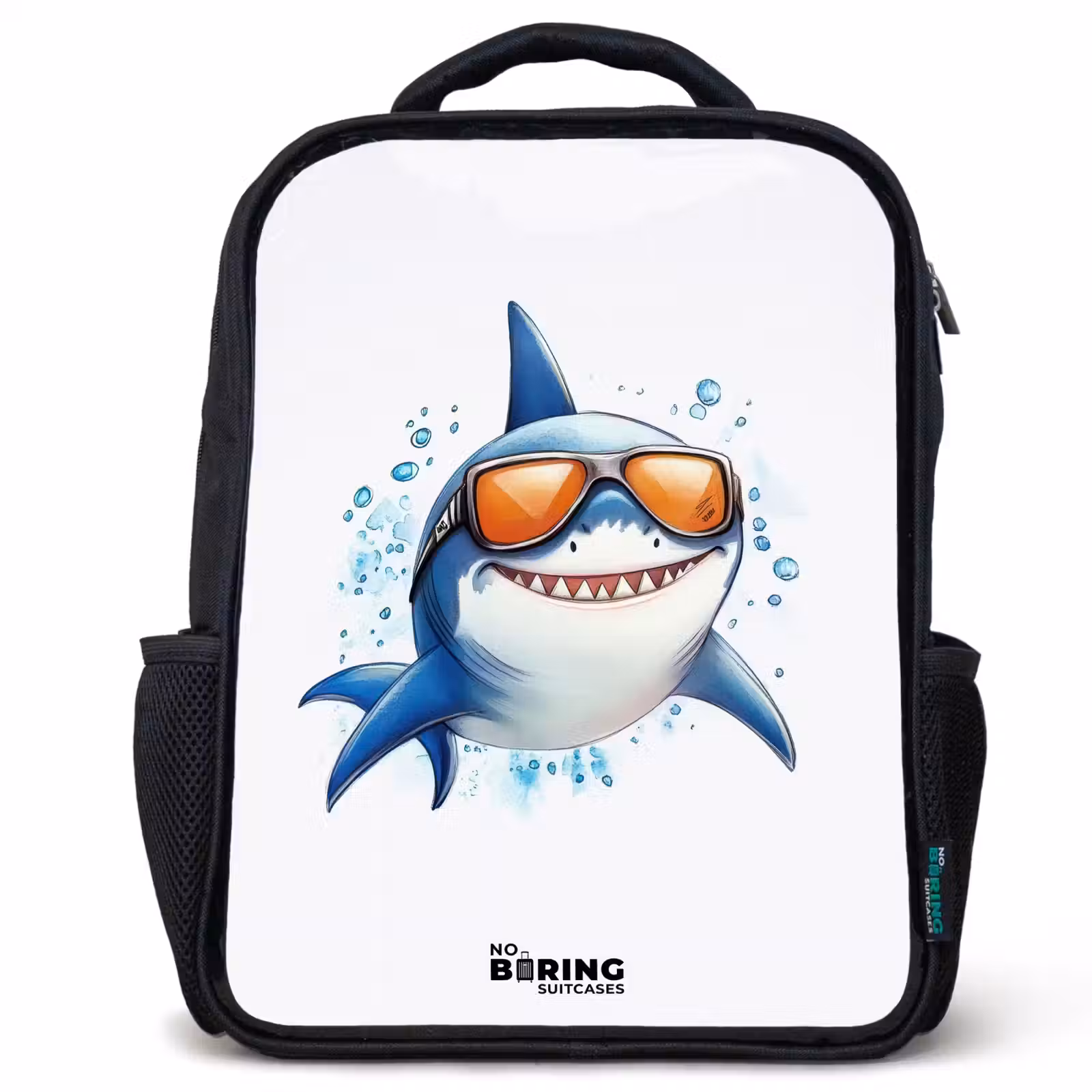 Kids backpack - Black - Cool shark with sunglasses in the water — 1