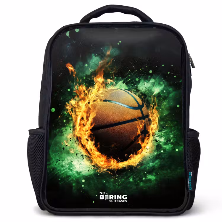 Kids backpack - Basketball in flames and explosive energy — 1