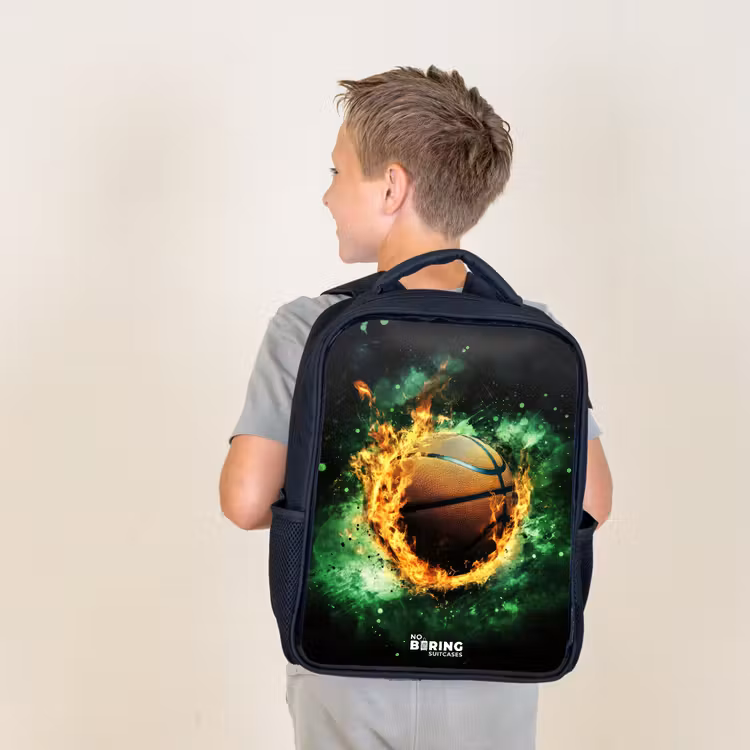 Kids backpack - Basketball in flames and explosive energy — 2