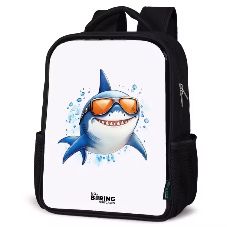 Kids backpack - Black - Cool shark with sunglasses in the water — 4