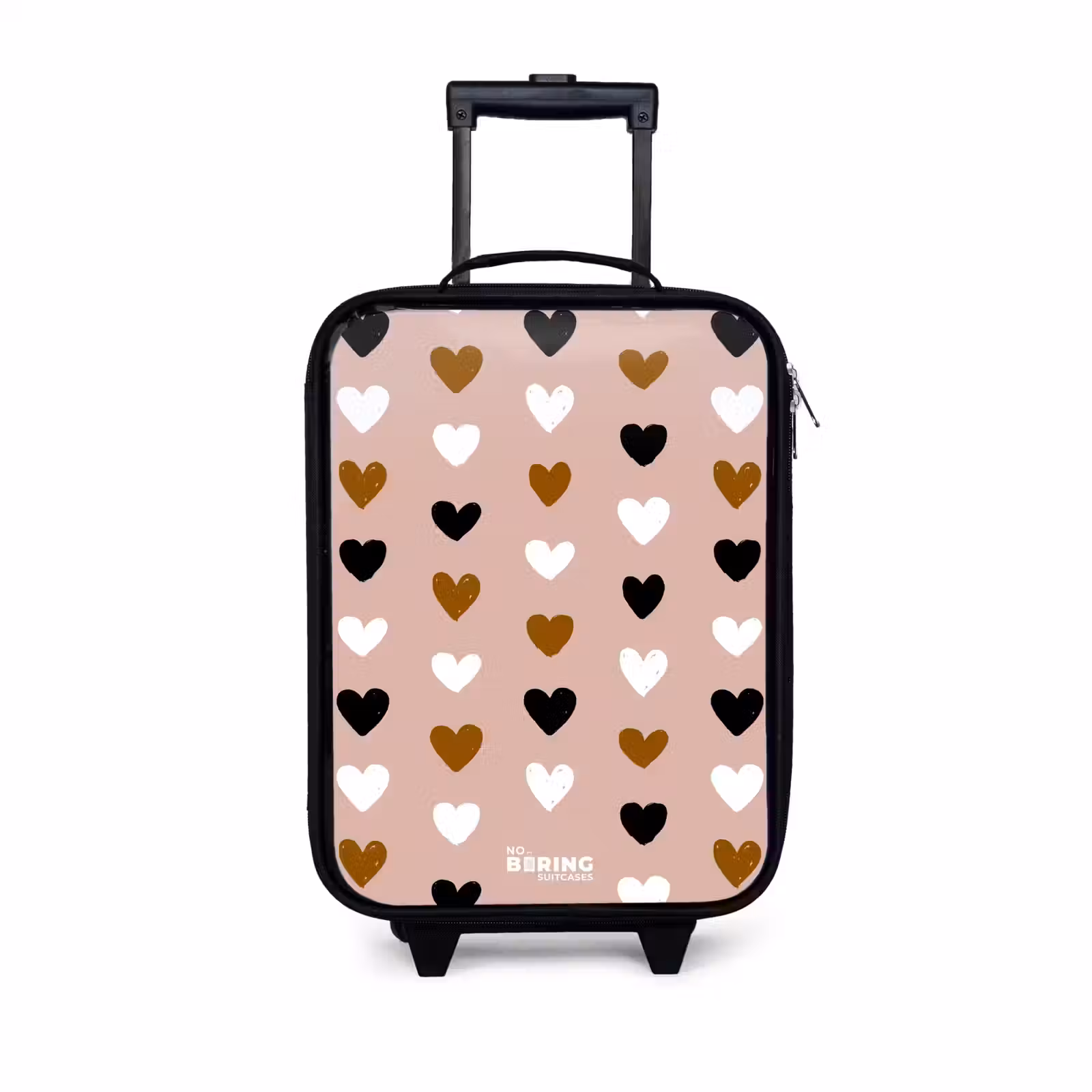 Children's suitcase - Black, white and brown heart pattern on vintage pink background — 1