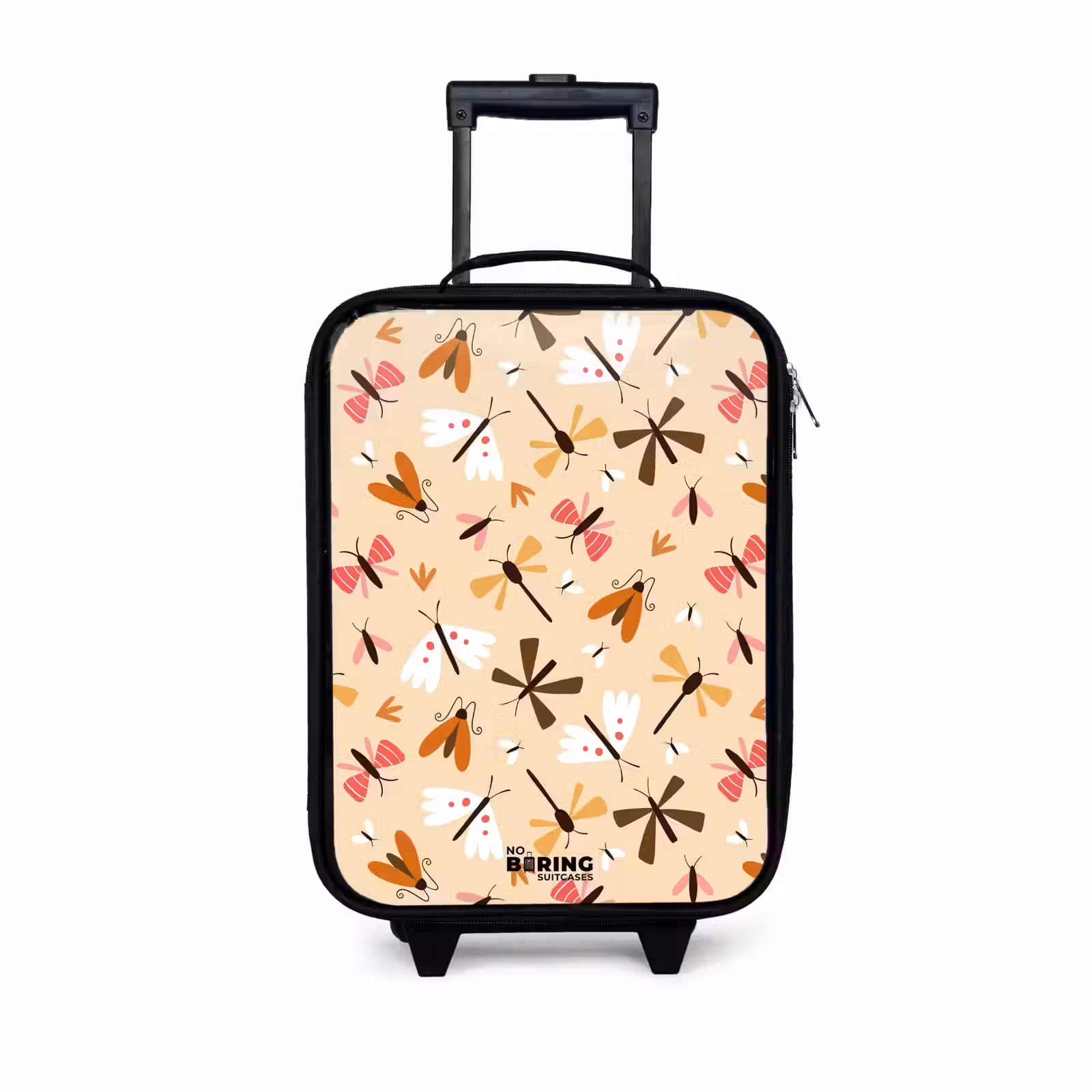 Children's suitcase - Insect pattern in brown, pink and orange on beige background — 1