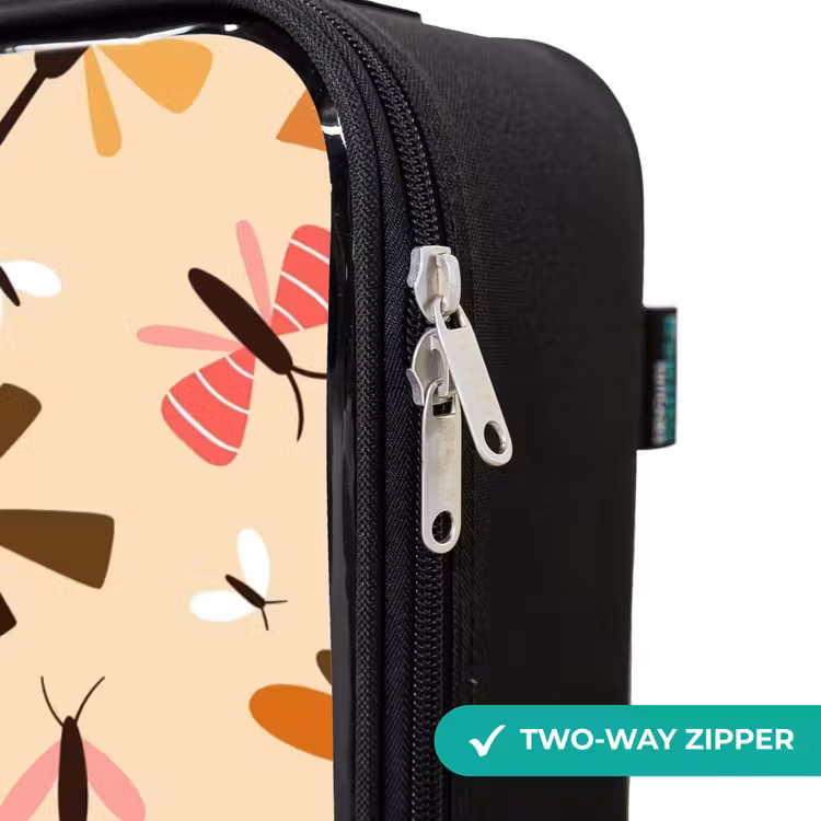 Children's suitcase - Insect pattern in brown, pink and orange on beige background — 5