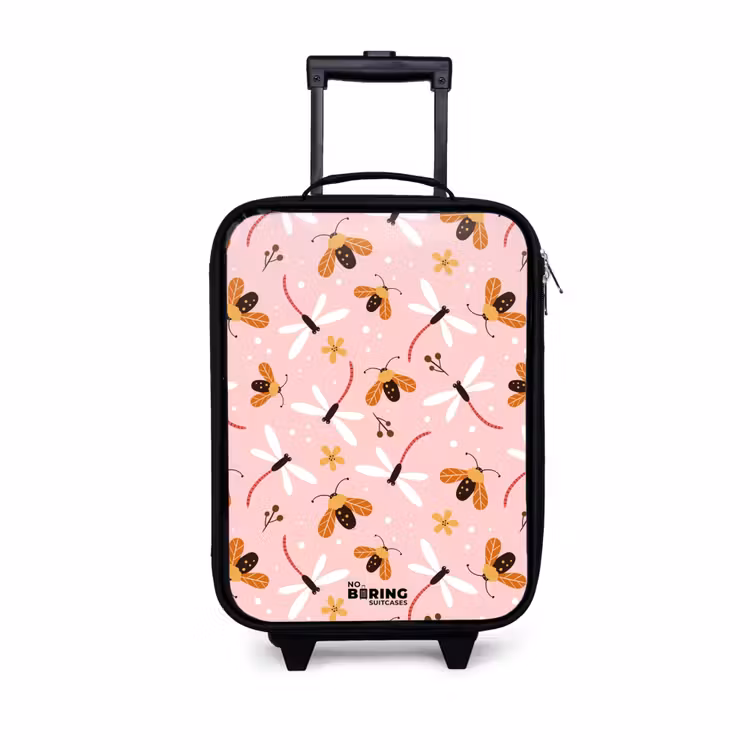 Children's suitcase - Ladybugs and dragonflies on pink background — 1