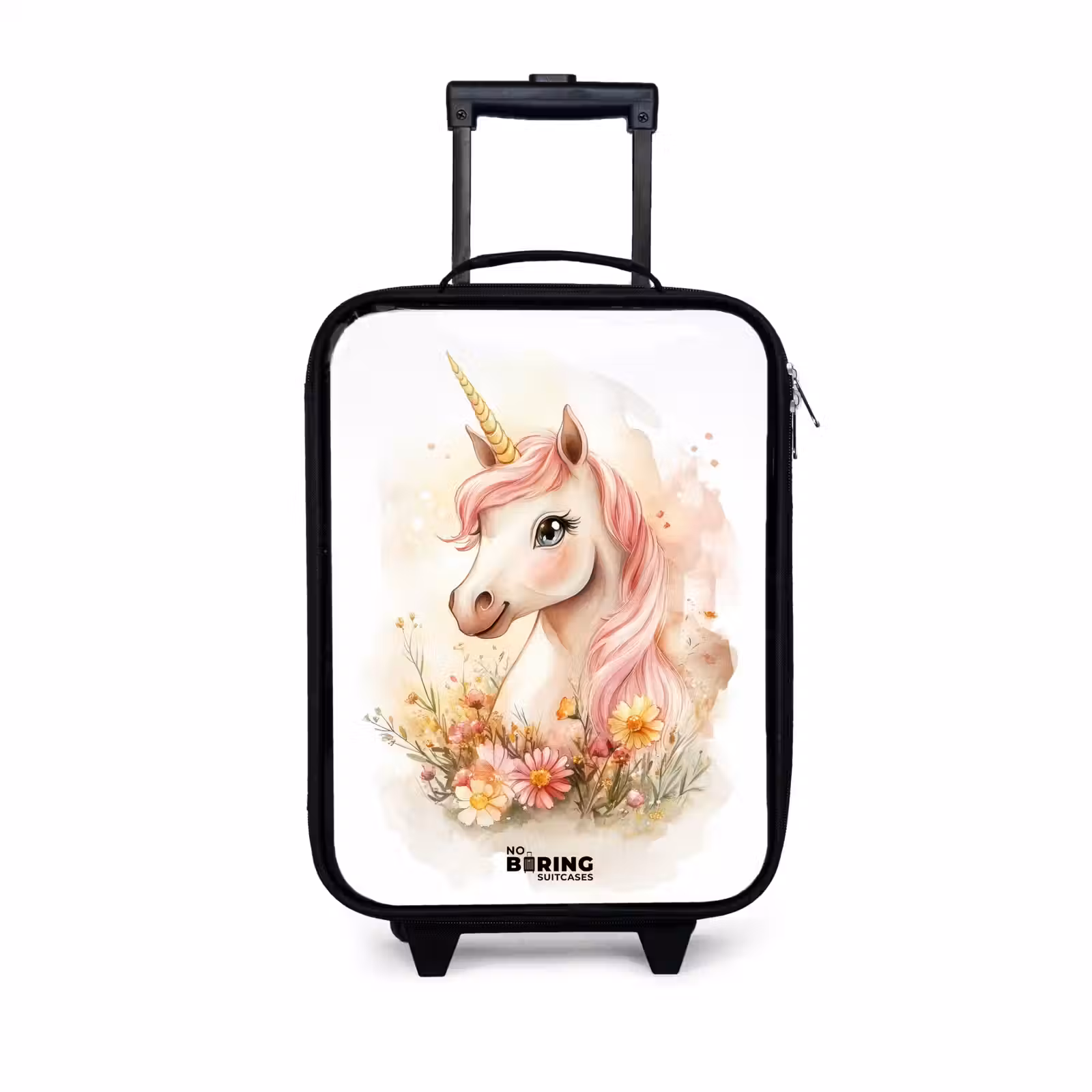 Children's suitcase - Unicorn with pink mane among pastel flowers — 1