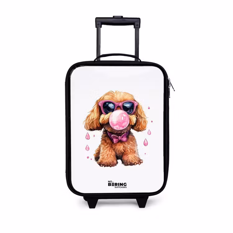 Children's suitcase - Brown dog with pink glasses and gumball — 1