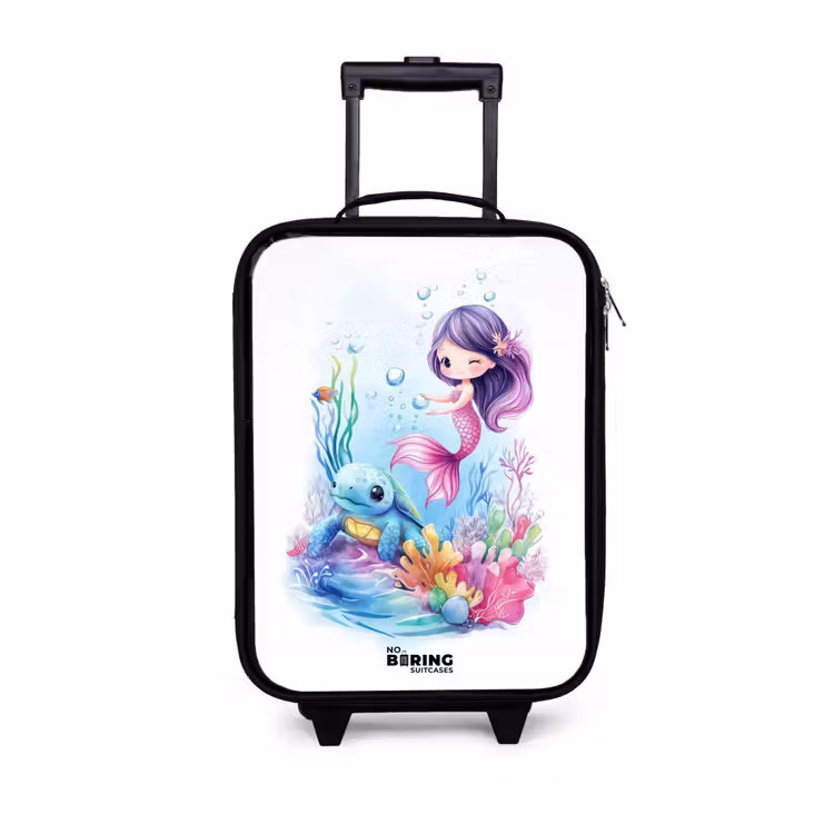 Children's suitcase - Mermaid with blue turtle among coral — 1