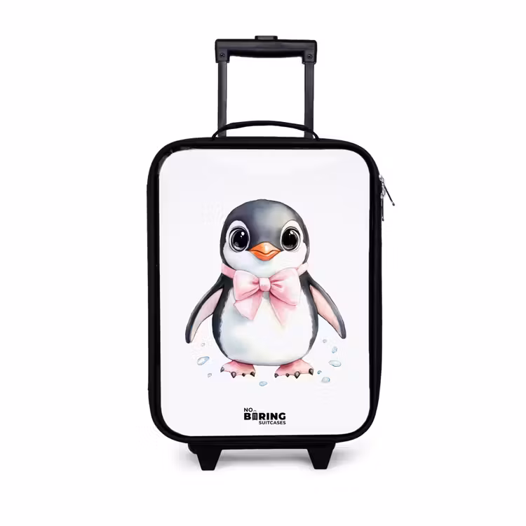 Children's suitcase - Penguin with pink bow and ice drops — 1