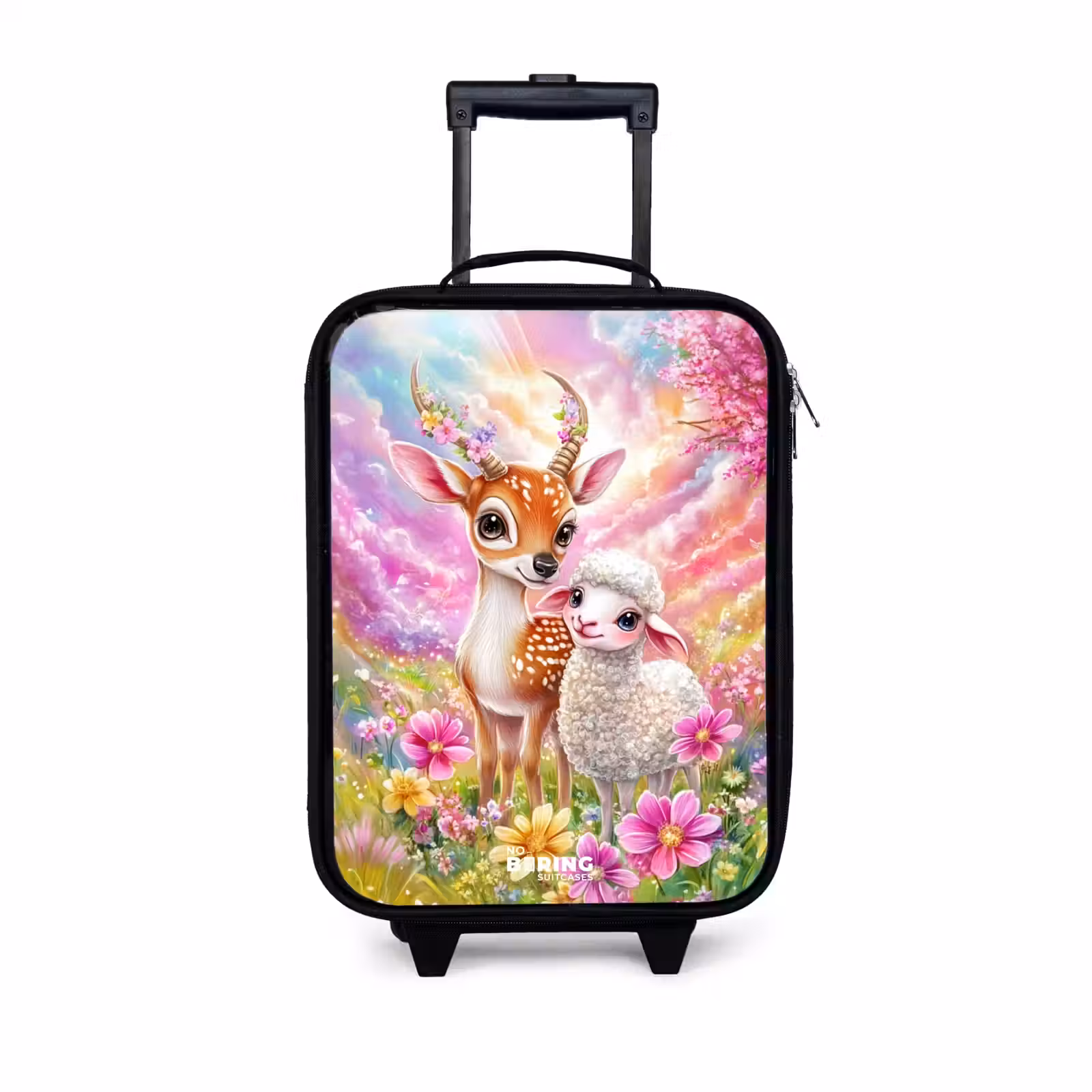 Children's suitcase - Deer with a lamb in pastel flower field — 1
