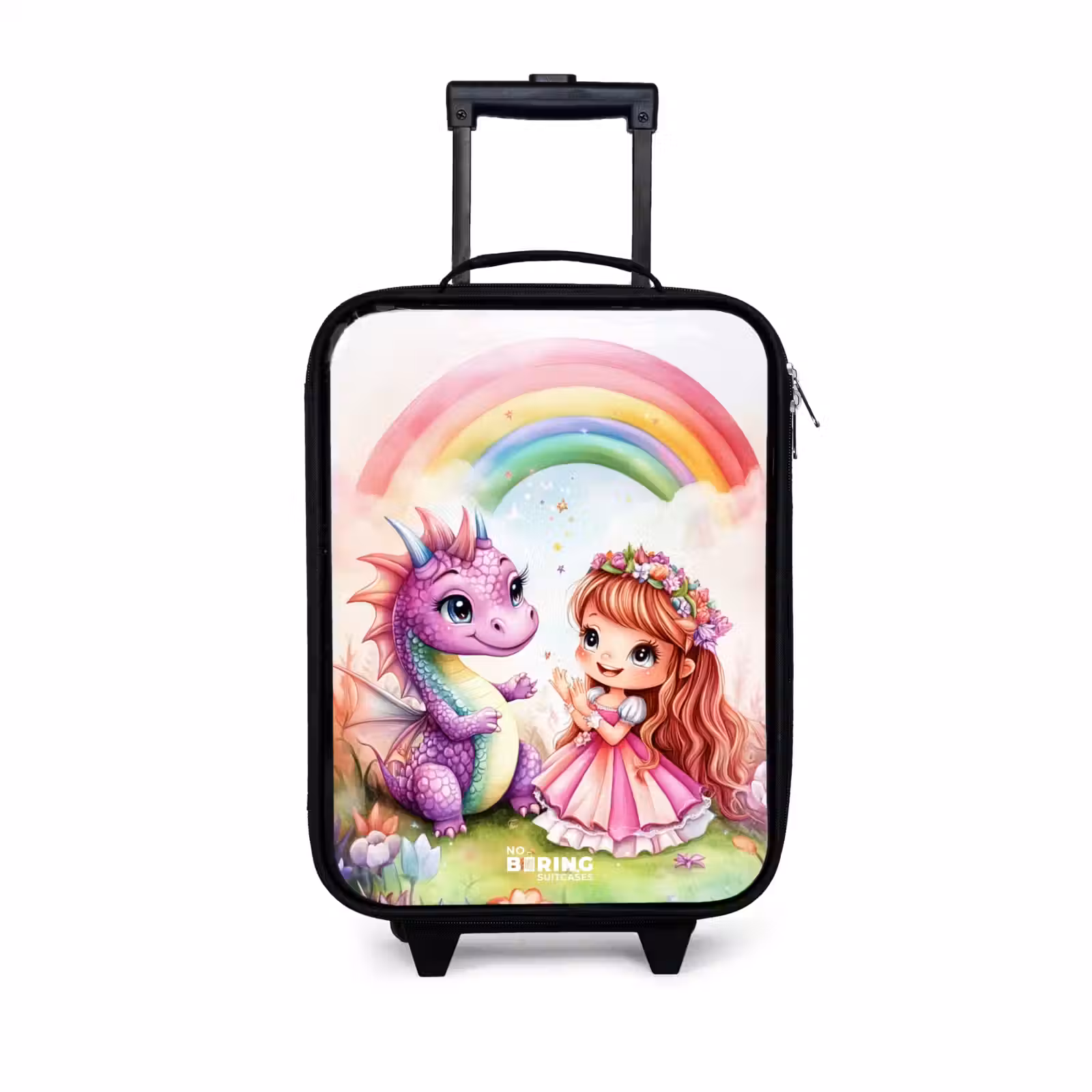 Children's suitcase - Girl with purple dragon under rainbow — 1