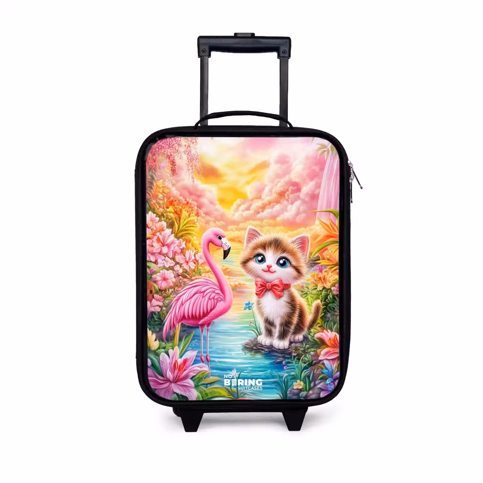 Children's suitcase - Kitten with flamingo in tropical flower paradise — 1