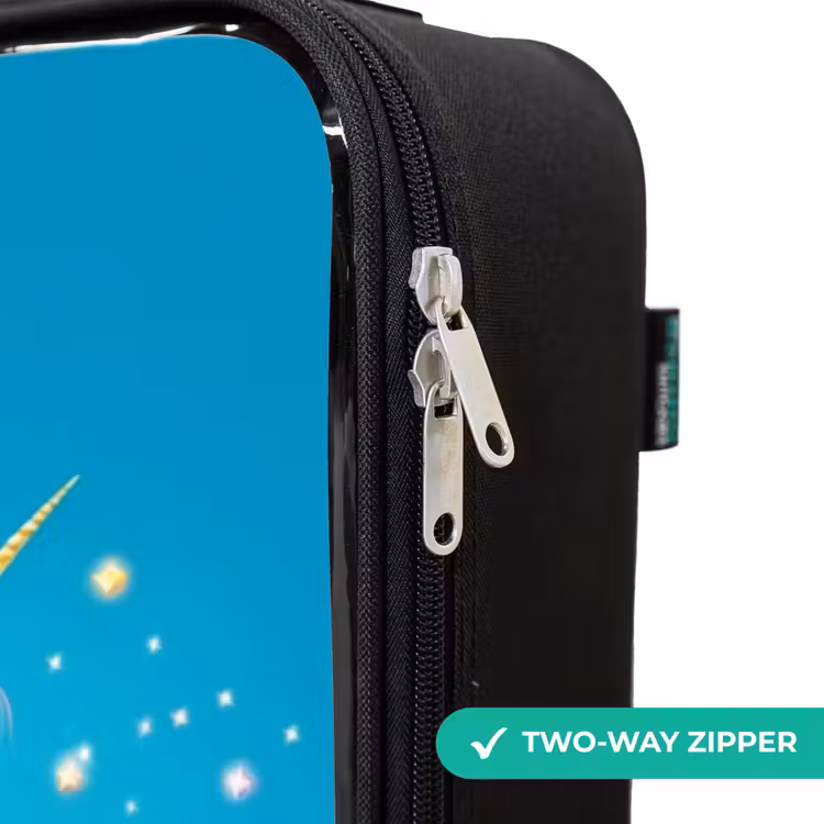 Children's suitcase - Flying unicorn with golden wings above castle — 5