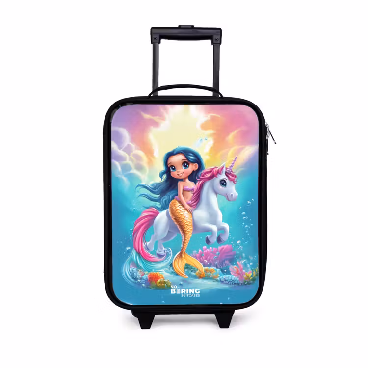Children's suitcase - Mermaid with golden tail with a white unicorn — 1