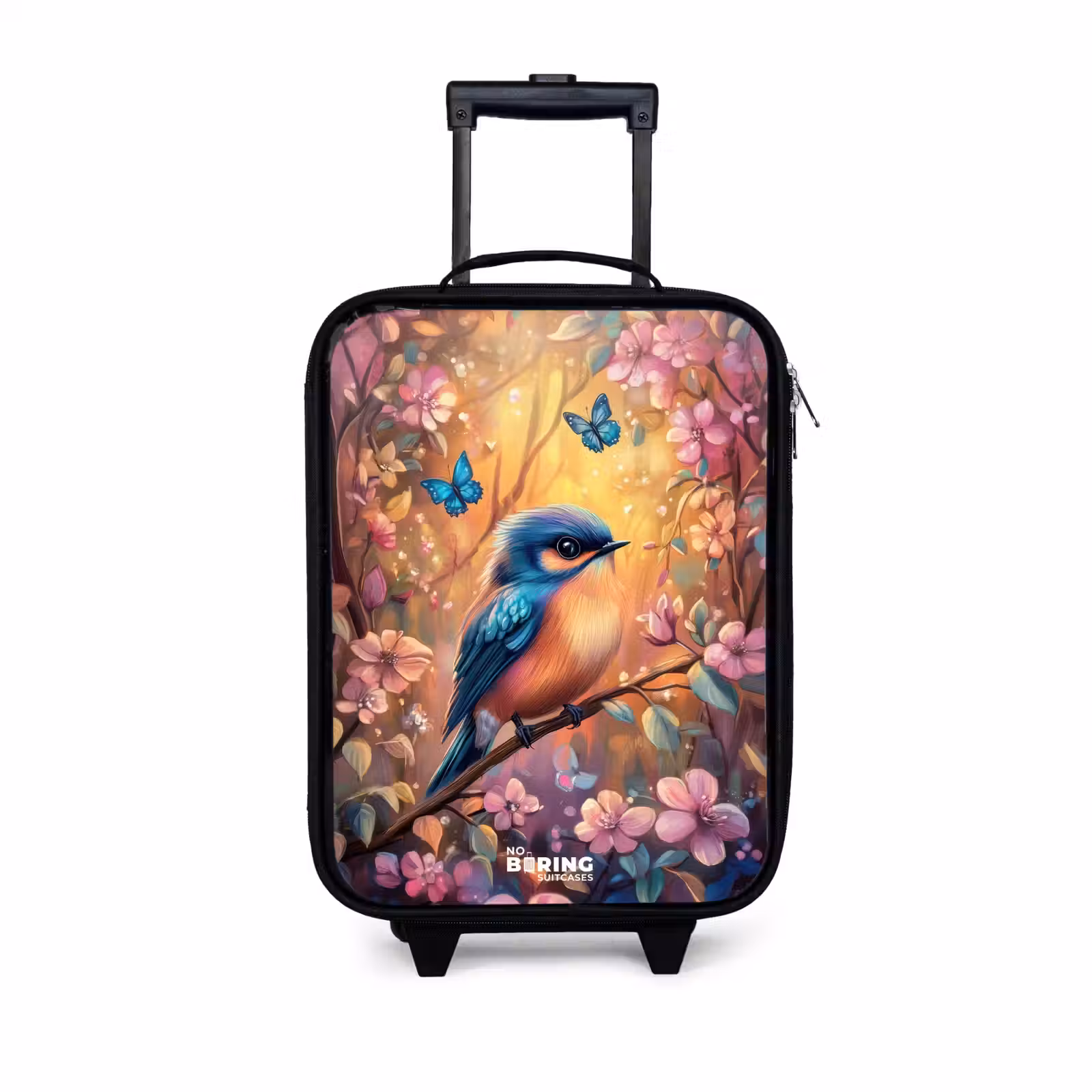 Children's suitcase - Bird with butterflies in colorful forest. — 1