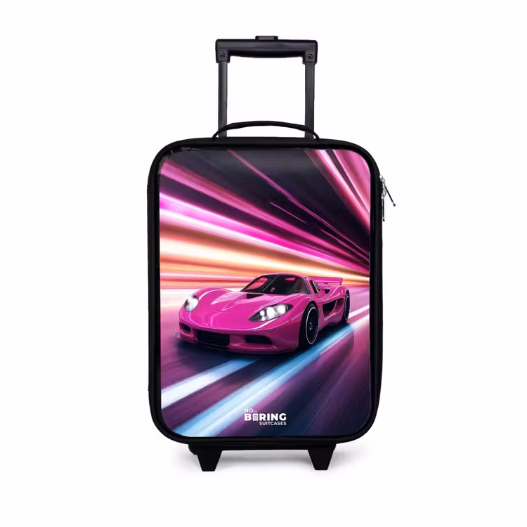 Children's suitcase - Pink race car flashes through neon light — 1