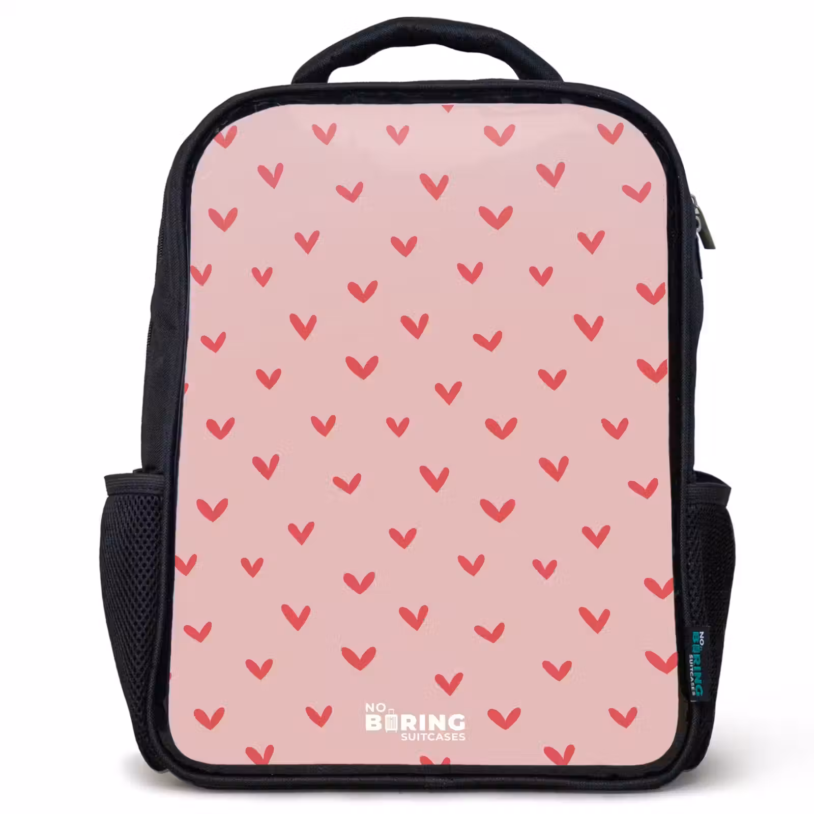 Kids backpack - Black - Heart pattern with pink colors — 1