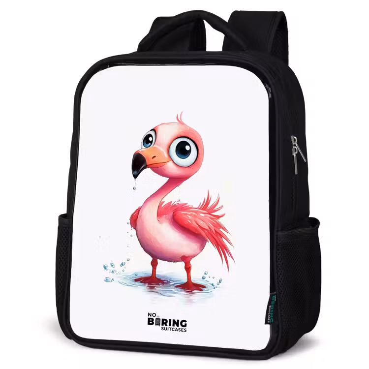 Kids backpack - Black - Pink flamingo in the water — 4