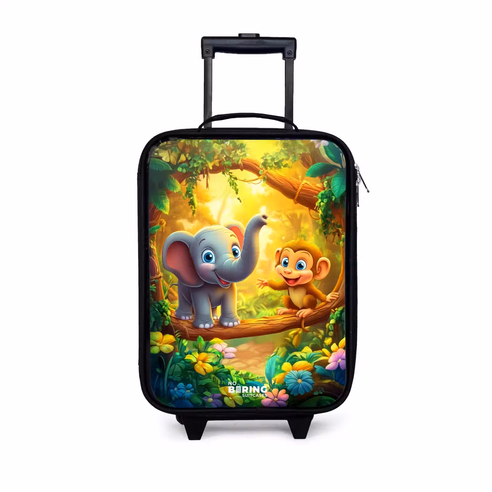 Children's suitcase - Elephant and monkey in colorful jungle — 1