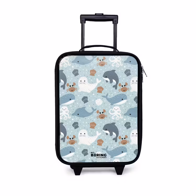 Children's suitcase - Sea animal pattern with dolphins, seals and crabs — 1