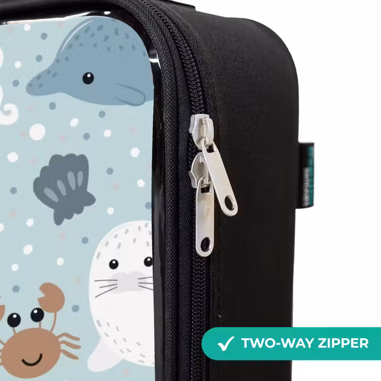 Children's suitcase - Sea animal pattern with dolphins, seals and crabs — 5