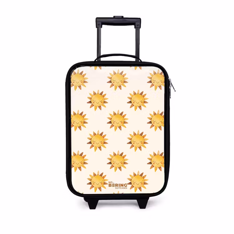 Children's suitcase - Smiling suns as a pattern on beige background — 1
