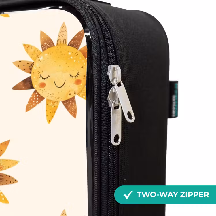 Children's suitcase - Smiling suns as a pattern on beige background — 5