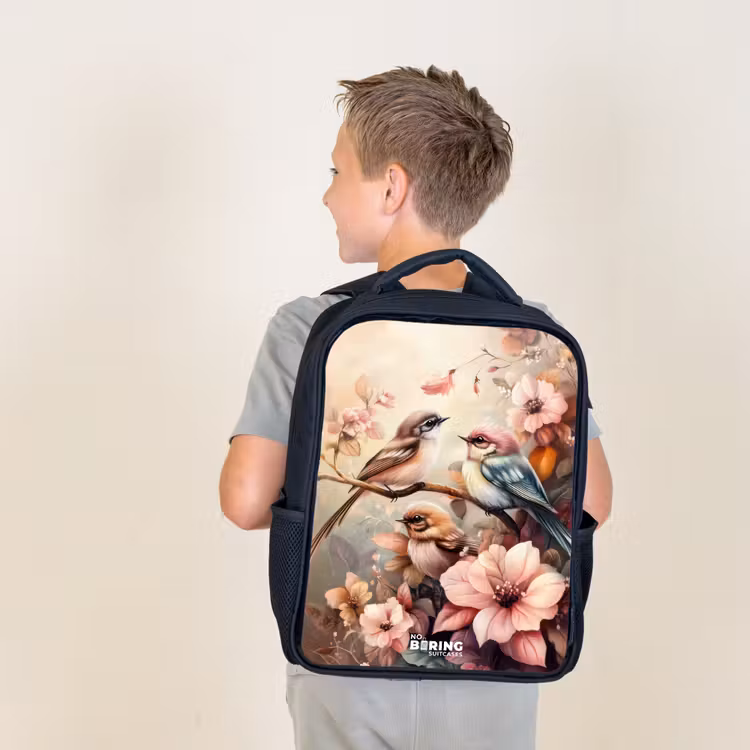 Kids backpack - Birds with pink flowers — 2