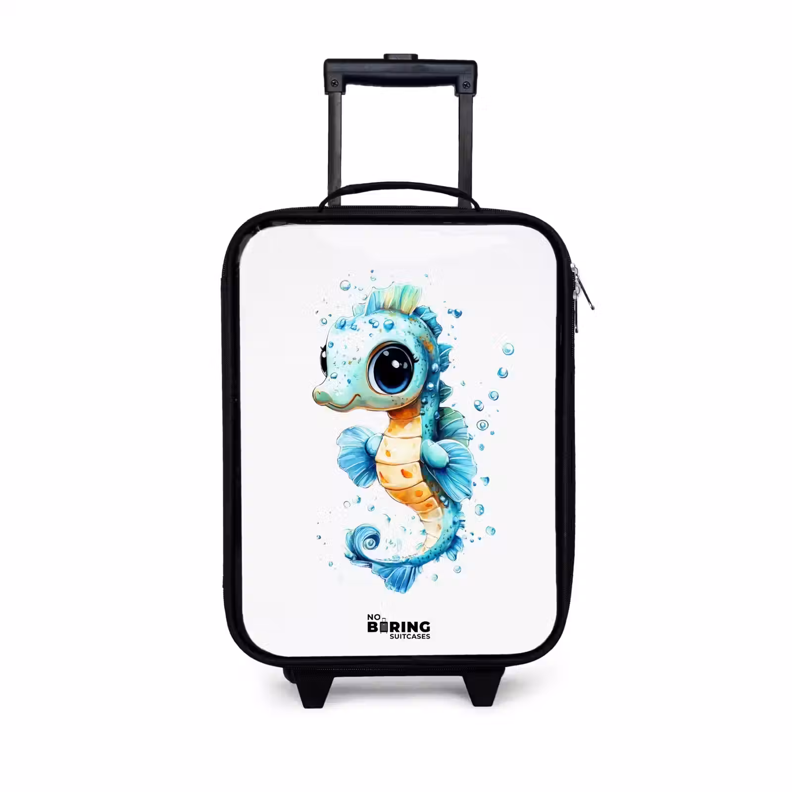 Children's suitcase - Blue seahorse with big eyes and bubbles — 1