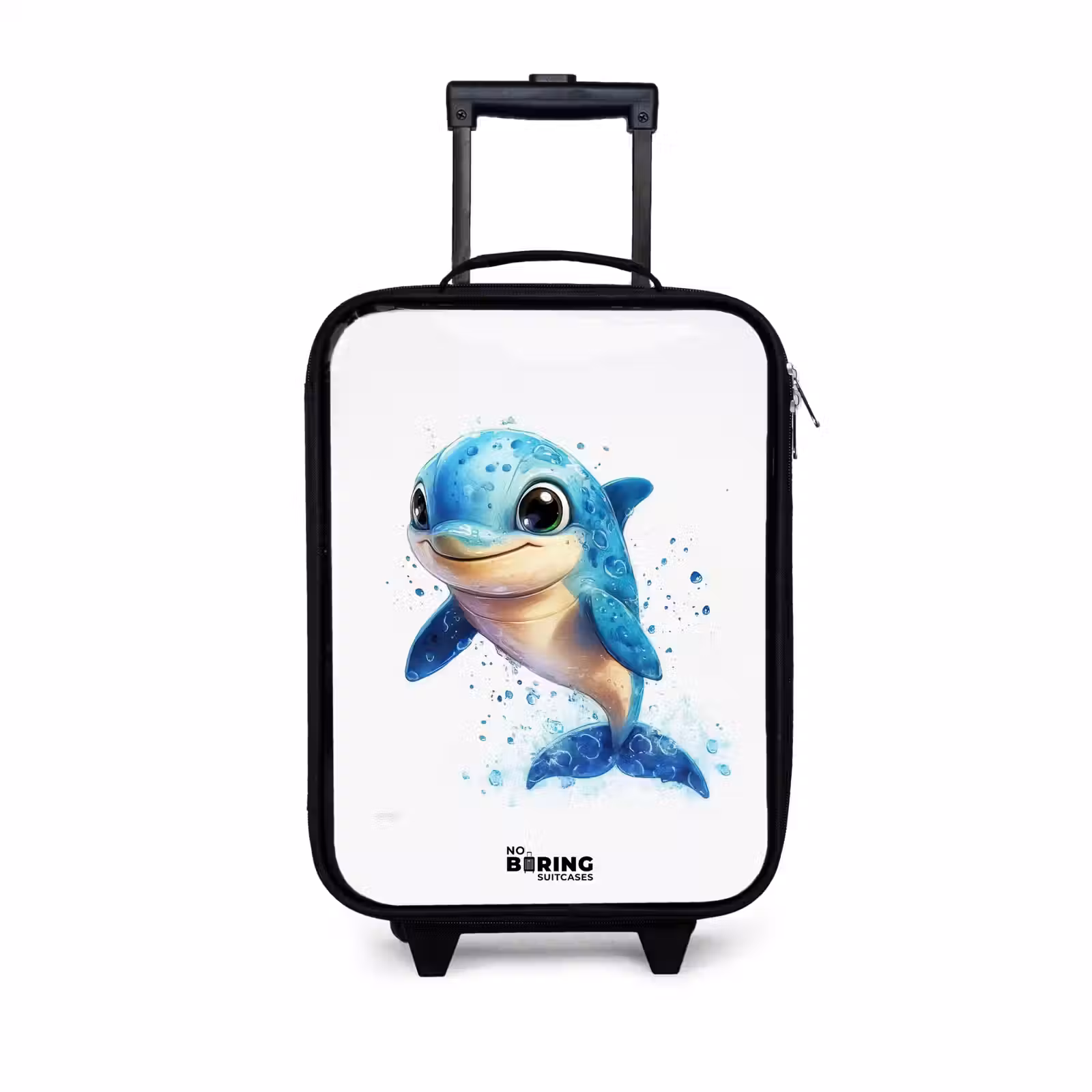 Children's suitcase - Happy dolphin with water drops on white — 1
