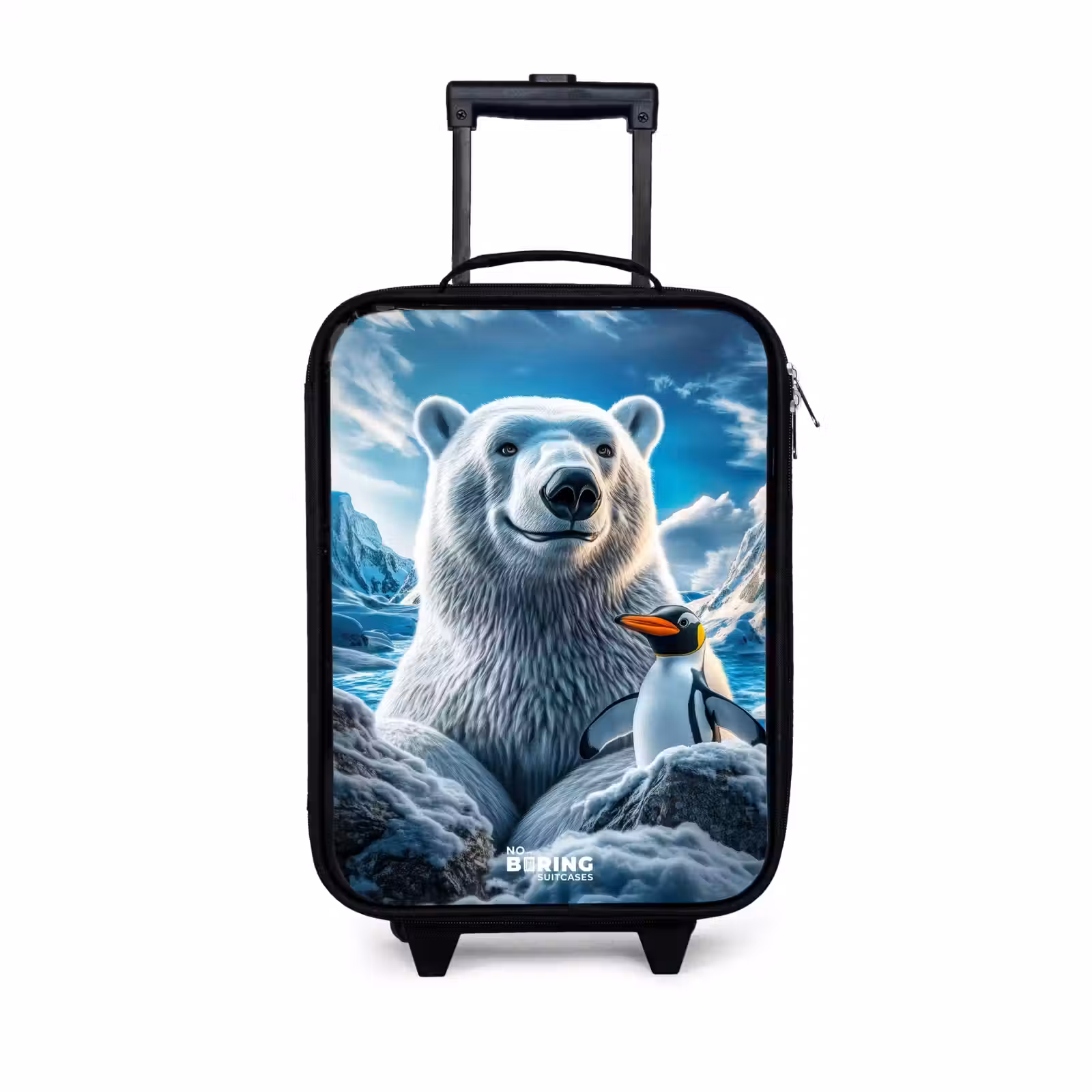 Children's suitcase - Polar bear and penguin in snowy mountain landscape — 1