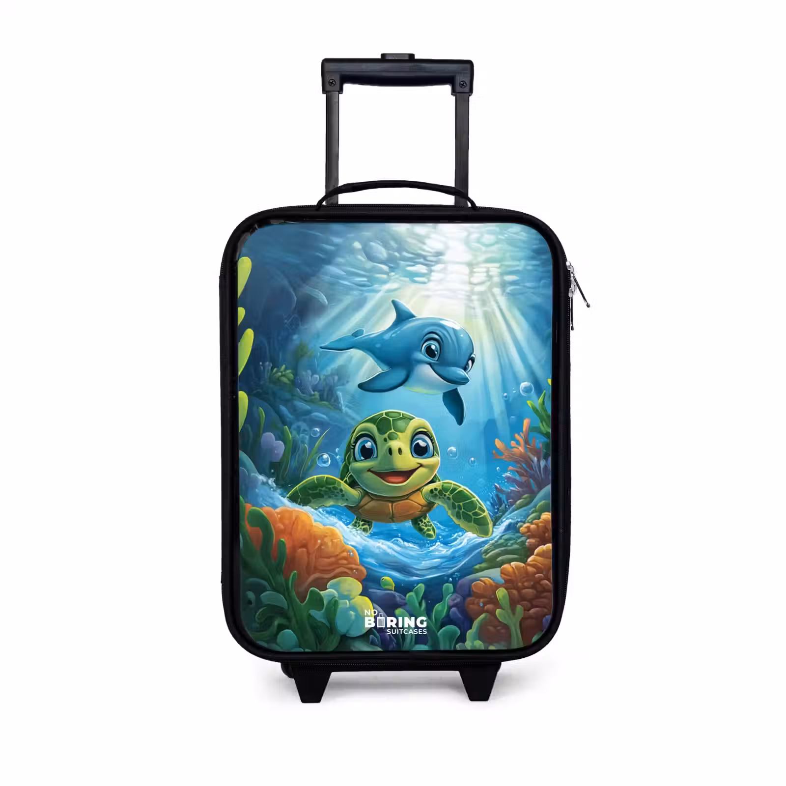 Children's suitcase - Turtle and dolphin in blue ocean — 1