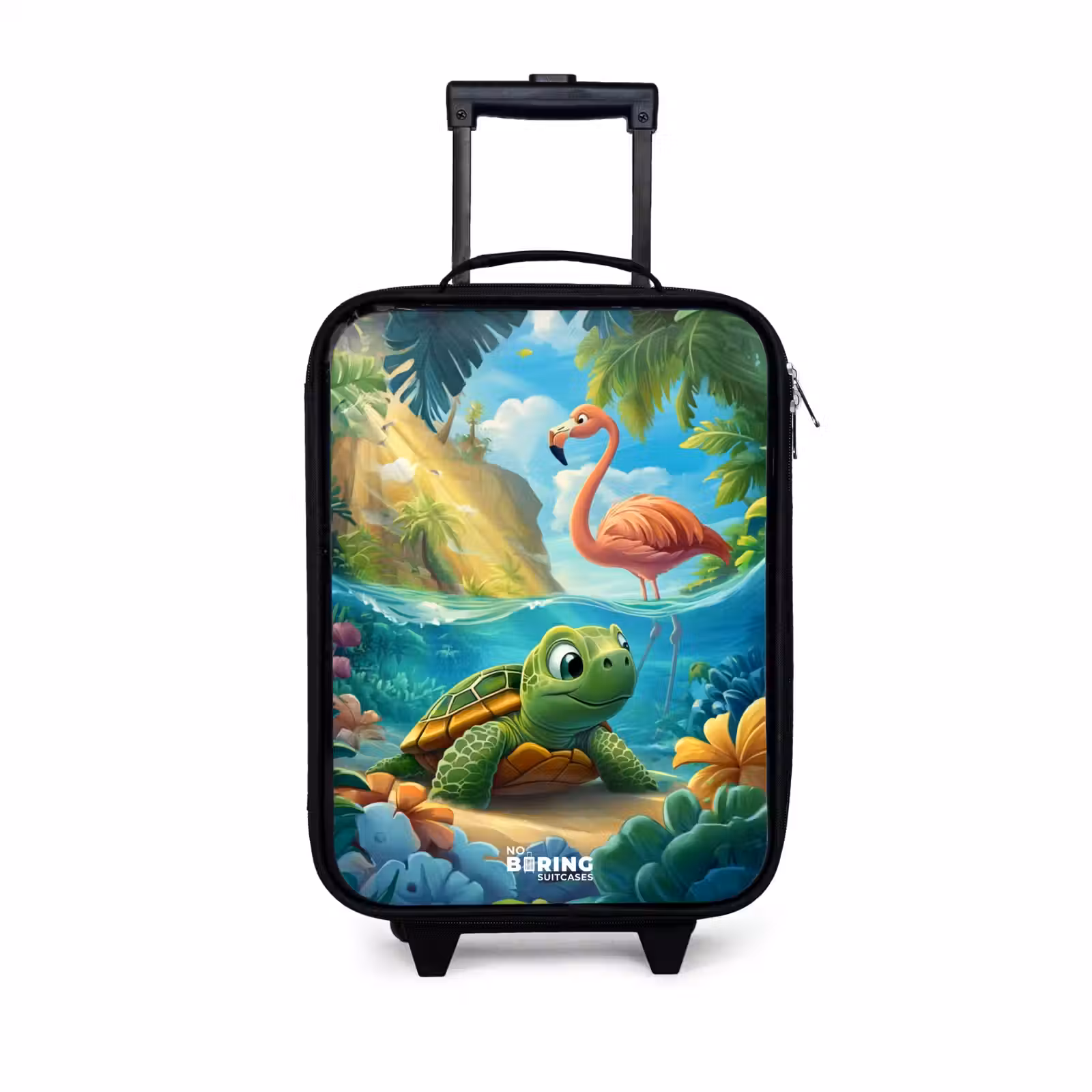 Children's suitcase - Turtle in tropical water with flamingo — 1