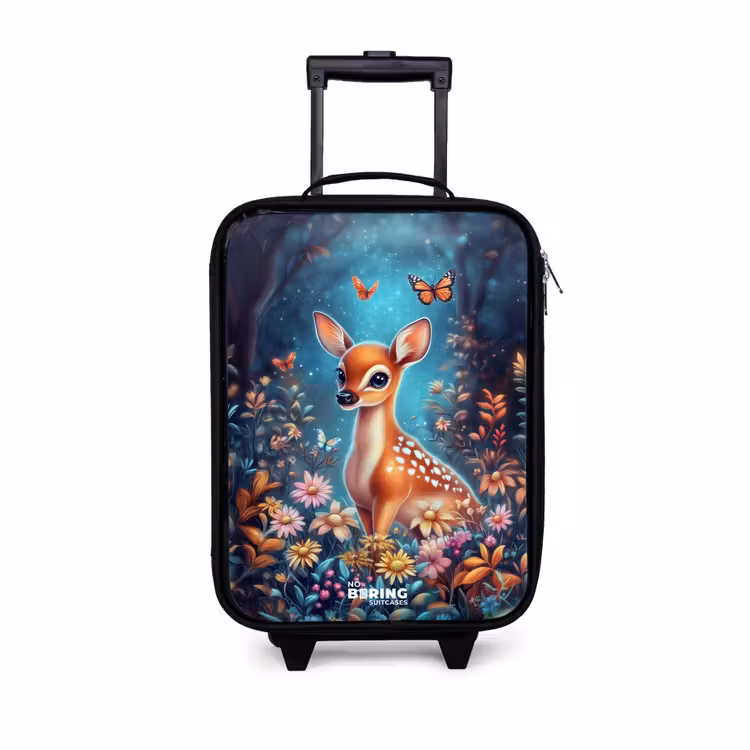 Children's suitcase - Deer among flowers in enchanted forest — 1