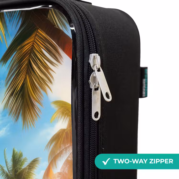 Children's suitcase - Flamingo and turtle on tropical beach — 5