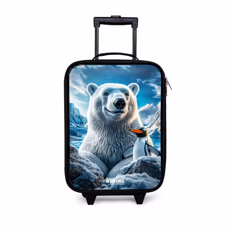 Children's suitcase - Polar bear and penguin in snowy mountain landscape — 1