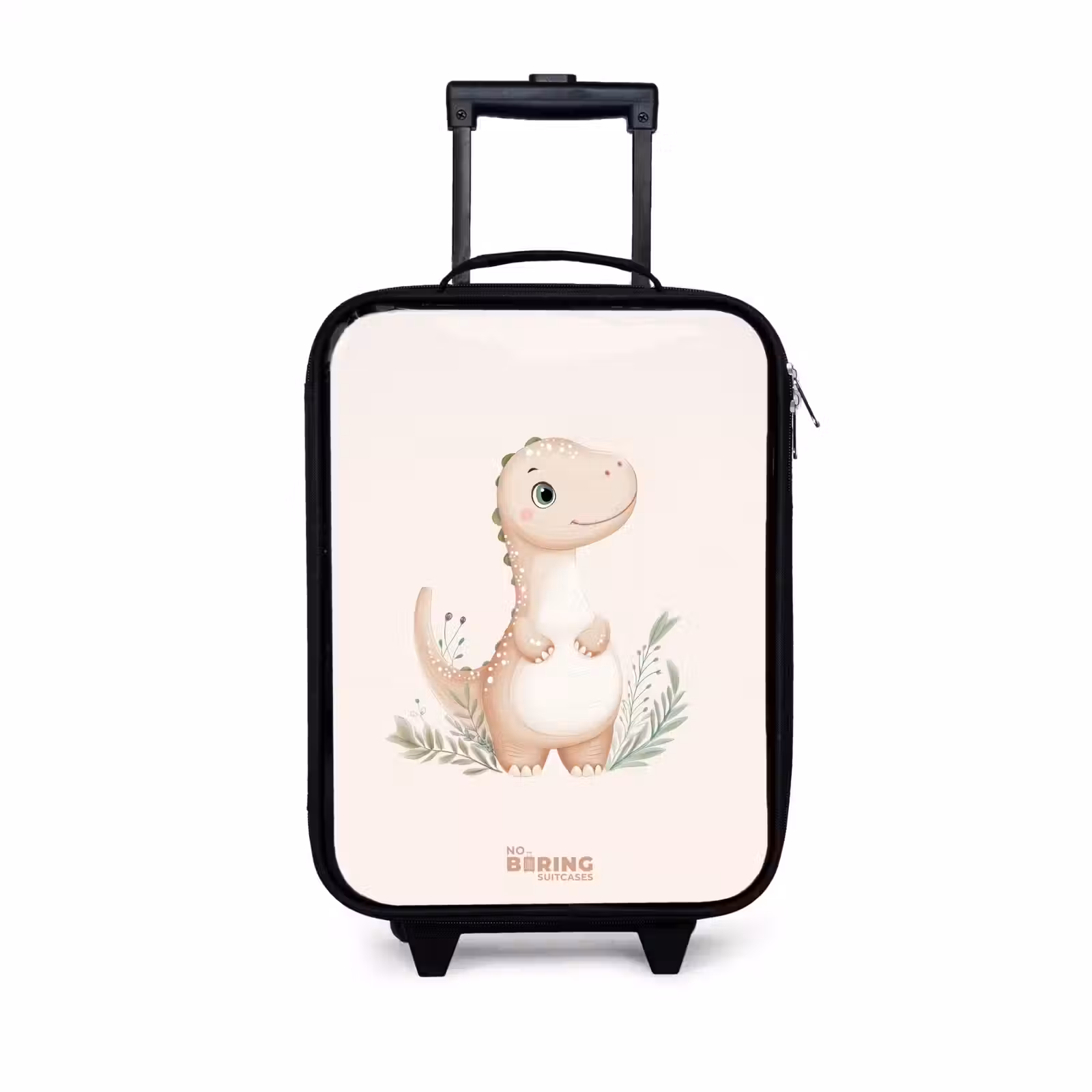 Children's suitcase - Beige dinosaur with green leaves — 1