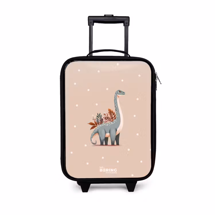 Children's suitcase - Blue dinosaur on a beige polka dot background — 1