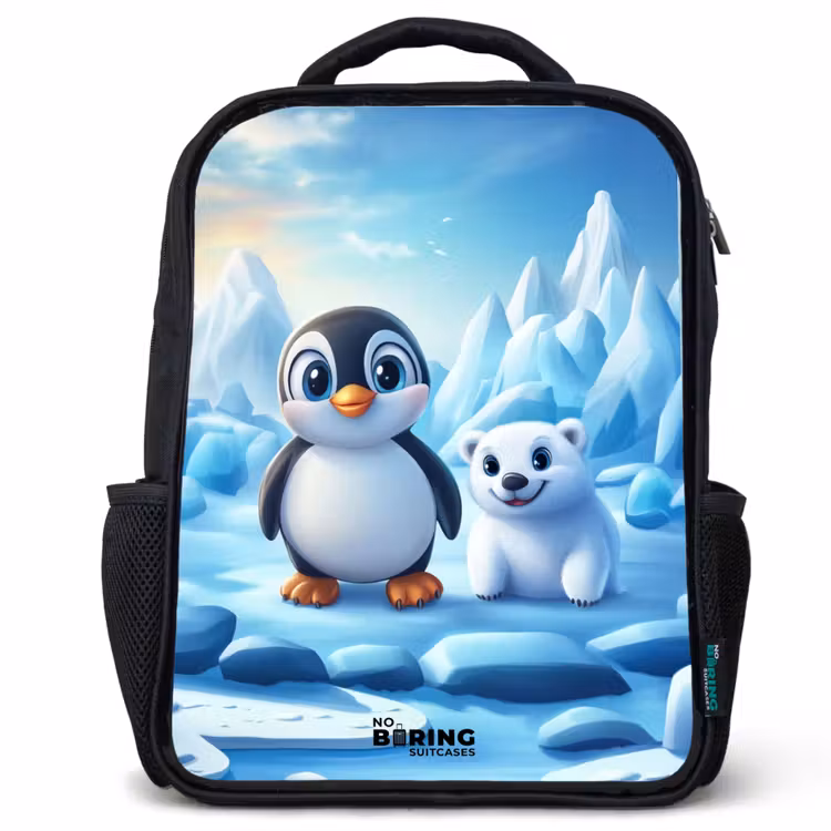 Kids backpack - Black - Penguin and polar bear on ice floes — 1