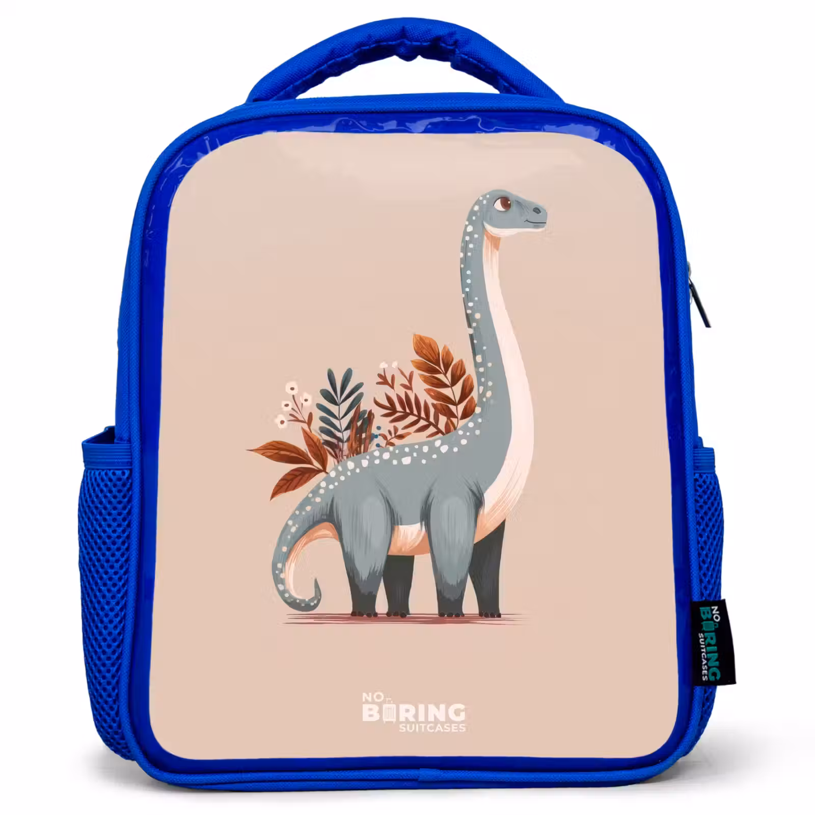 Kids backpack - Blue - Blue dinosaur on a beige background — 1