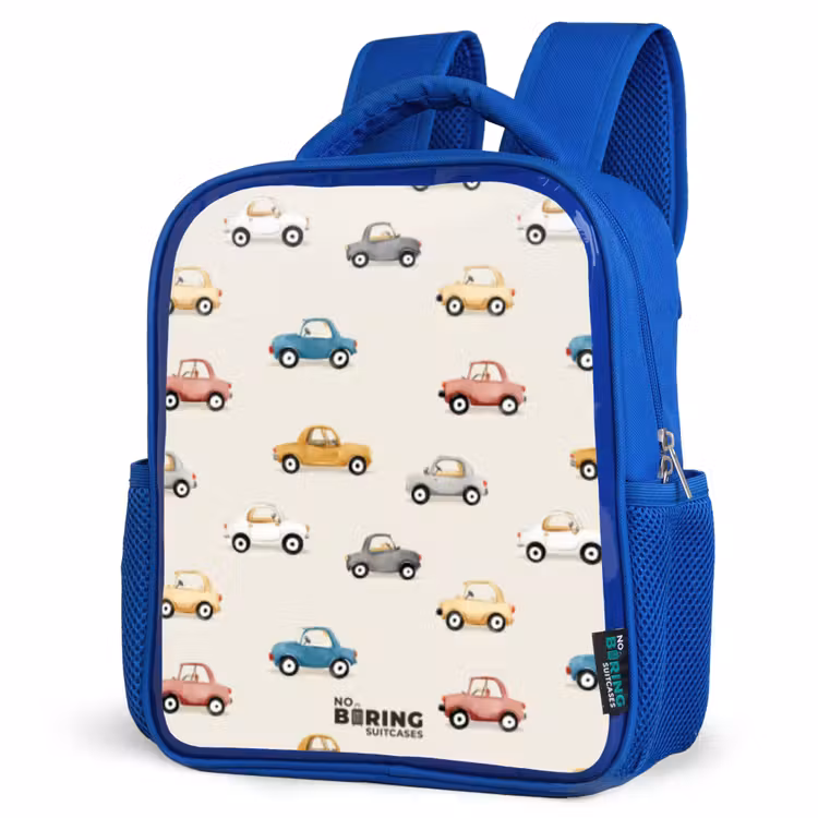 Kids backpack - Blue - Colorful retro cars — 3