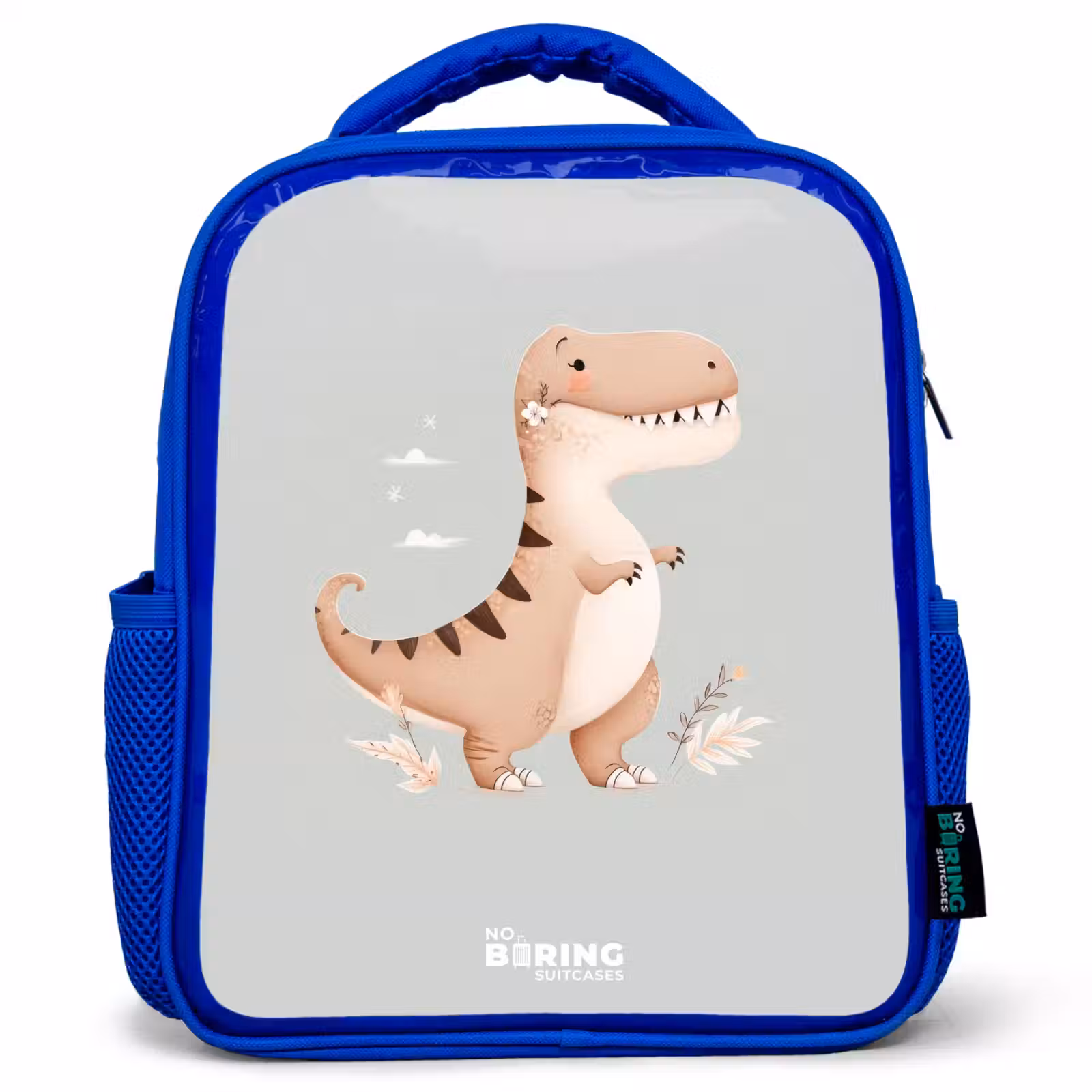 Kids backpack - Blue - Dino in beige and gray colors — 1