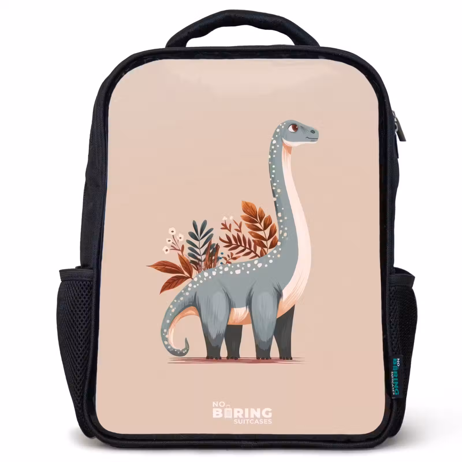 Kids backpack - Blue dinosaur on a beige background — 1